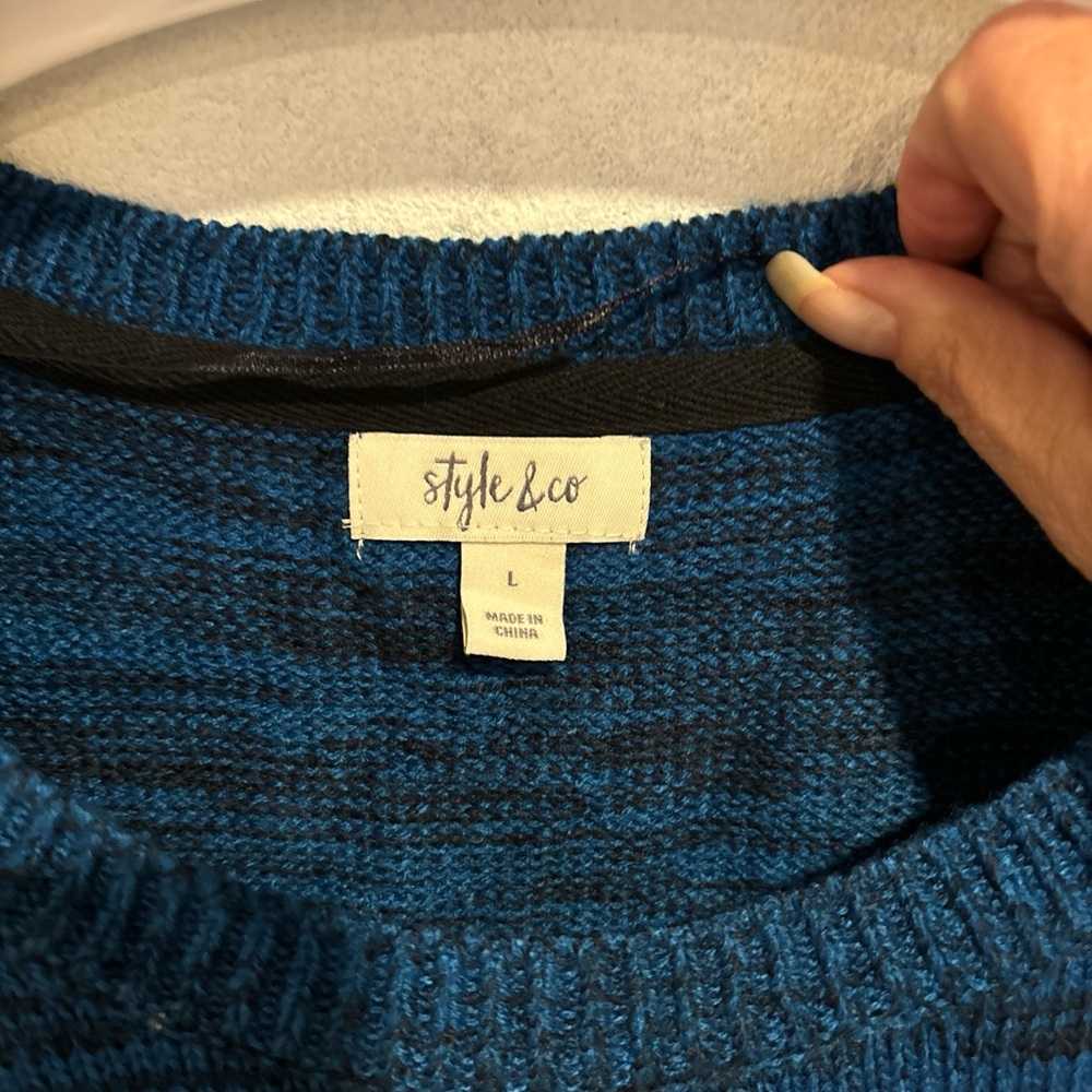 Style & Co blue marled sweater tunic - Picture 2 of 5